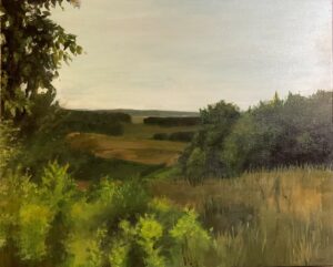 Green landscape painting